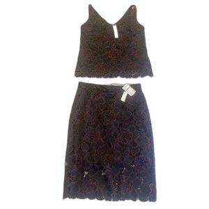 Trina Turk Women Pencil Skirt & Top Sz 8/M Tailored Luxury Fit Floral Lace NWT